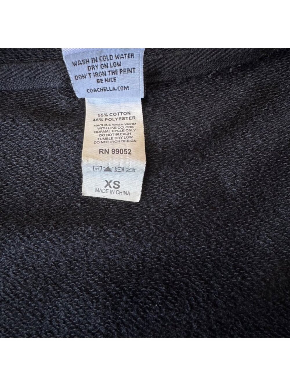 COACHELLA Black Zip-Up Hoodie Sweatshirt XS Official Classic Logo Festival - Picture 9 of 9